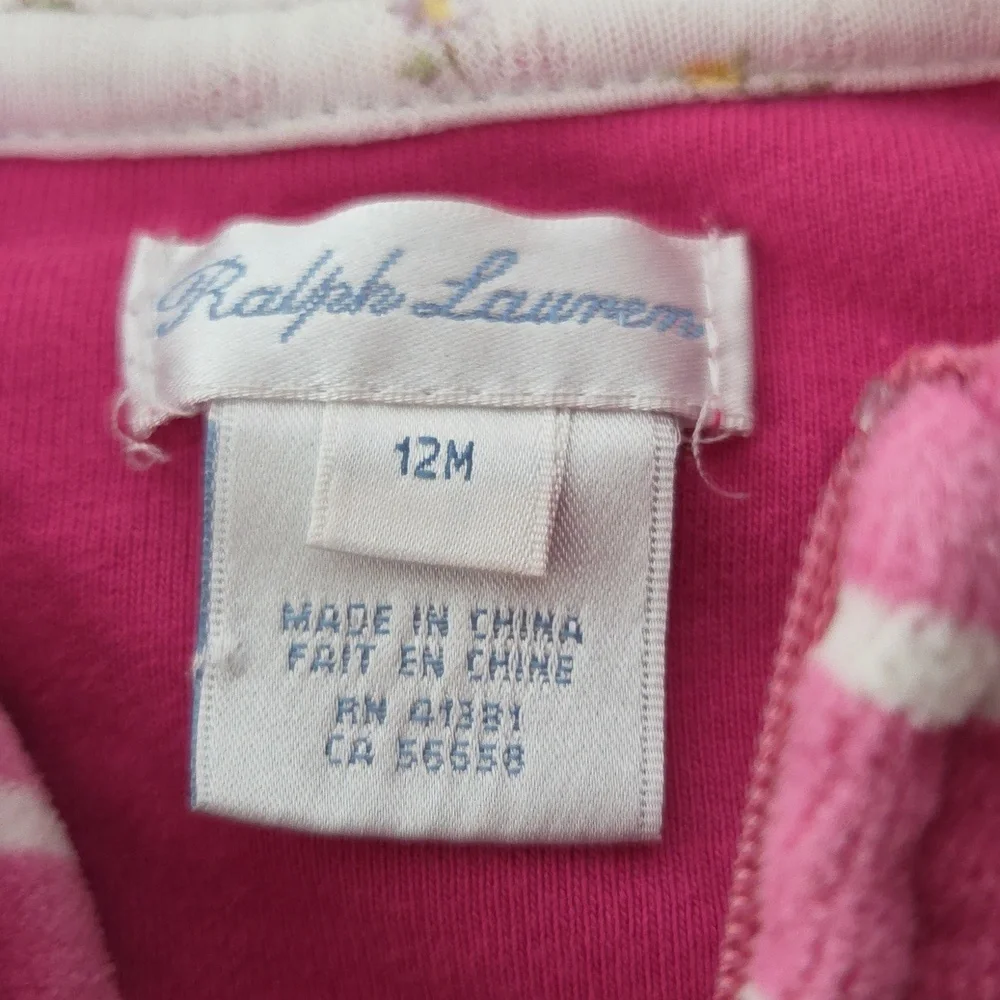 Ralph Lauren Pink Velour Hooded Bright Rose Jacket And Pants Size 12 Months